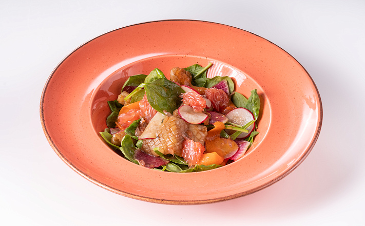 Правильное питание : Зеленый салат с кальмарами в стиле татаки