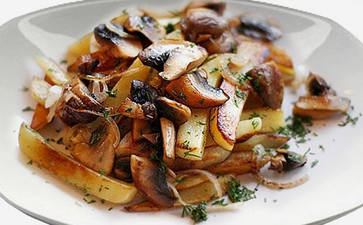 Гарниры : Жареный картофель с грибами