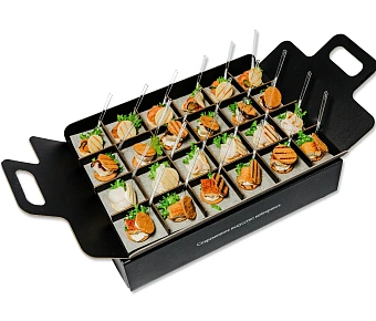 Ассорти птифур 24 штуки (с лососем, угрем, цыпленком и судаком)