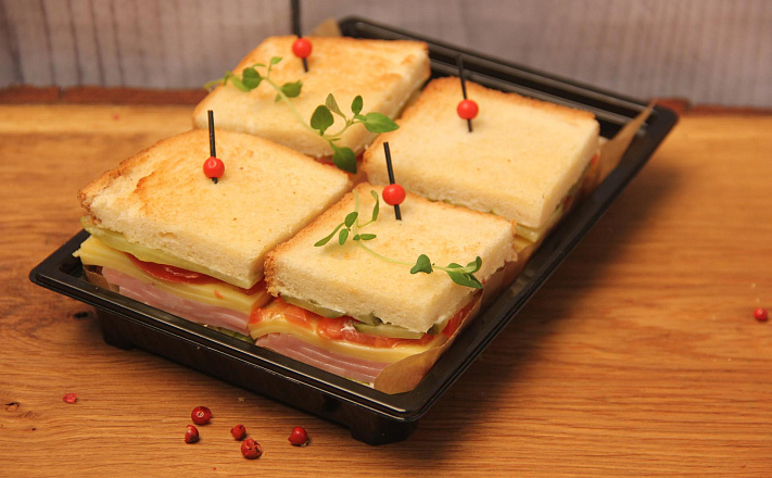 Сэндвичи : Мини-сэндвич с ветчиной и сыром за 151  руб.