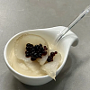 Маринованная чёрная треска с кремом из сельдерея и бальзамической икрой