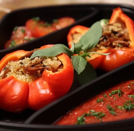 Болгарский перец фаршированный булгуром и грибами