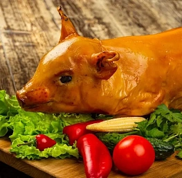 Поросенок молочный, фаршированный гречкой и грибами