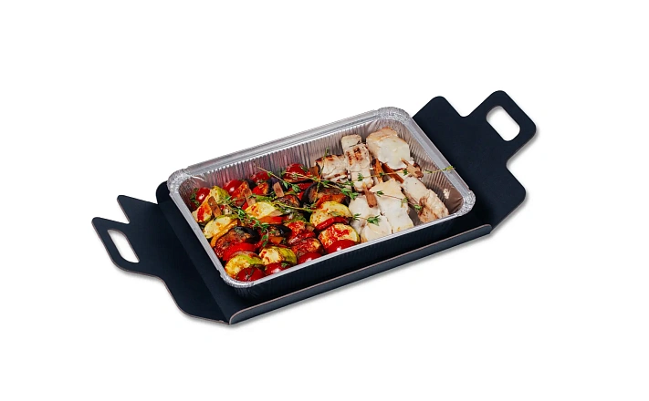 Горячие закуски на шпажках : Дуэт шашлычков «Овощи и масляная рыба»