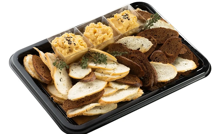 Холодные закуски : Хумус с дуэтом тостов из багета