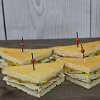Мини-сэндвич с индейкой на тостовом хлебе с брусничным соусом