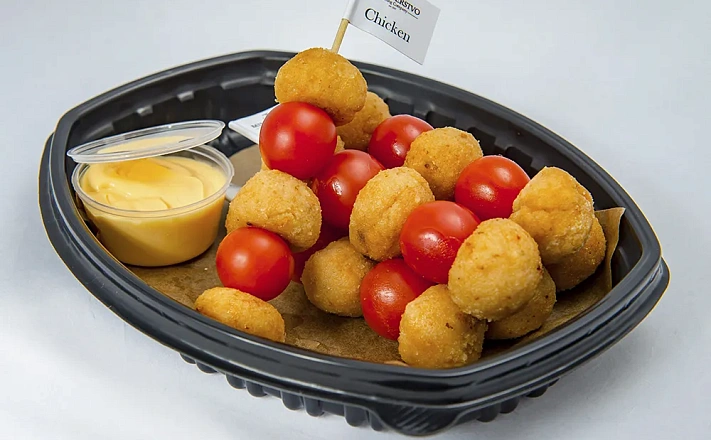  : Куриные мячики с томатами черри с сырным соусом
