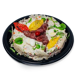 Салат «Оливье» с перепелкой и соусом «Прованс»