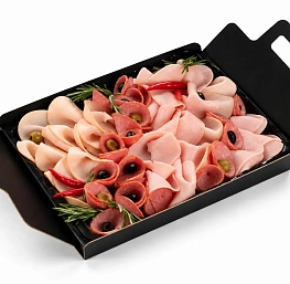 Мясной микс (индейка варёно-копчёная, сервелат варёно-копчёный, ветчина из индейки)