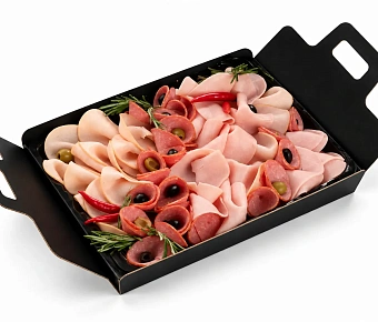 Мясной микс (индейка варёно-копчёная, сервелат варёно-копчёный, ветчина из индейки)
